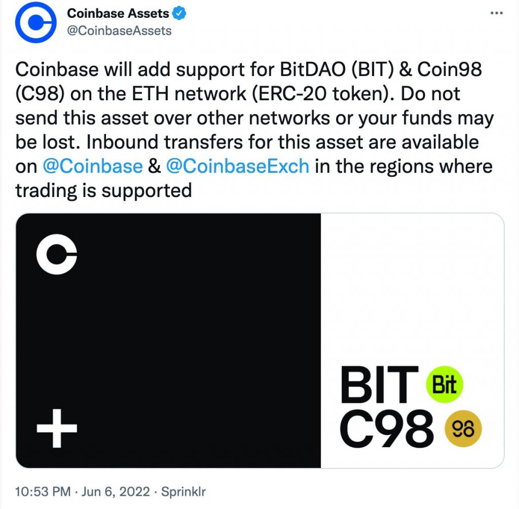 BitDAO được niêm yết trên sàn Coinbase
