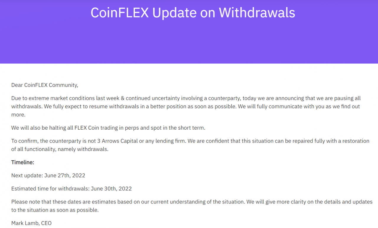 Sàn giao dịch phái sinh CoinFlex bất ngờ tạm ngưng rút tiền